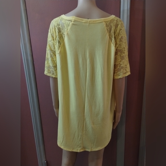 Zenna women's size 1x yellow with lace sleeves blouse shirt top - Picture 3 of 8
